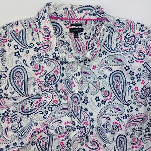 Talbots Non-Iron Button Up Shirt Women's Size 16 Paisley Print 3/4 Sleeves NWOT